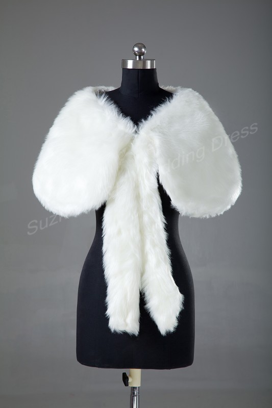 Wholesale Warm Faux Fur Ivory Bolero Wedding Wrap Shawl Bridal Jacket Coat  Accessories Free Shipping 5670