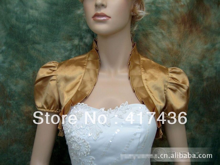 Wholesale Wedding Accessories Short Sleeve Length Bridal Shawl Wraps Party Prom Evening Satin Coffee Jackets Cloak Bride Coat