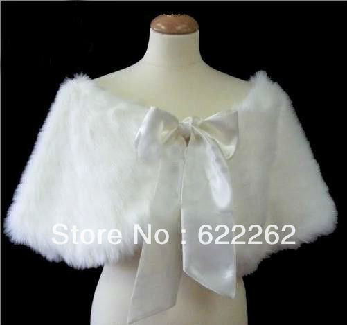 Wholesale - - Wedding Dresses Bridal Gowns Lvory Faux Fur Wrap Shrug Bolero Coat Bridal Shawl Jacket N