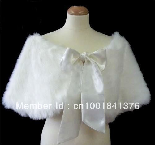 Wholesale - - Wedding Dresses Bridal Gowns Lvory Faux Fur Wrap Shrug Bolero Coat Bridal Shawl Jacket N
