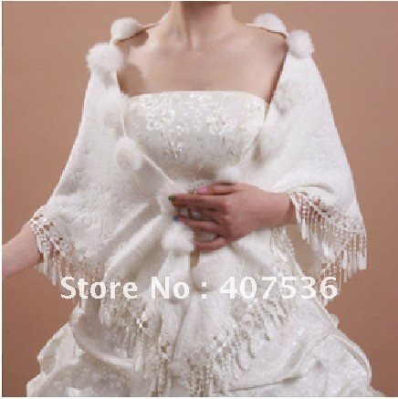 Wholesale winter Cashmere triangle Bridal Wraps/ Bridal jacket, Ivory red , my226