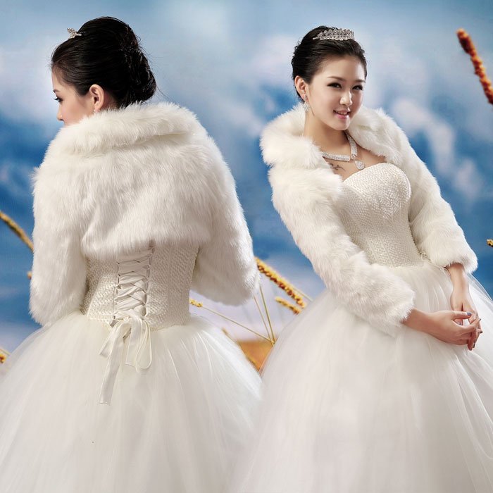 Wholesale winter keep warm long Sleeve  Bridal gown  Wraps/ Bridal jacket, Ivory , 758