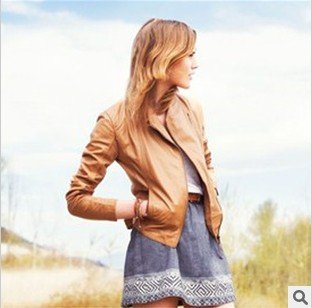 Wholesale Women 2012 Autumn New Style Mandarin Collar Leather Coat PU Leather Jacket 2-8101