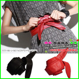 Wholesale women fashion leather waistband Lady bowknot belt bind wide belt Free Shipping