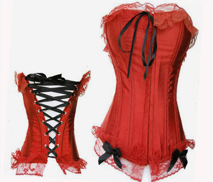 Wholesale Women intimates sexy lingerie satin Corset red 2648
