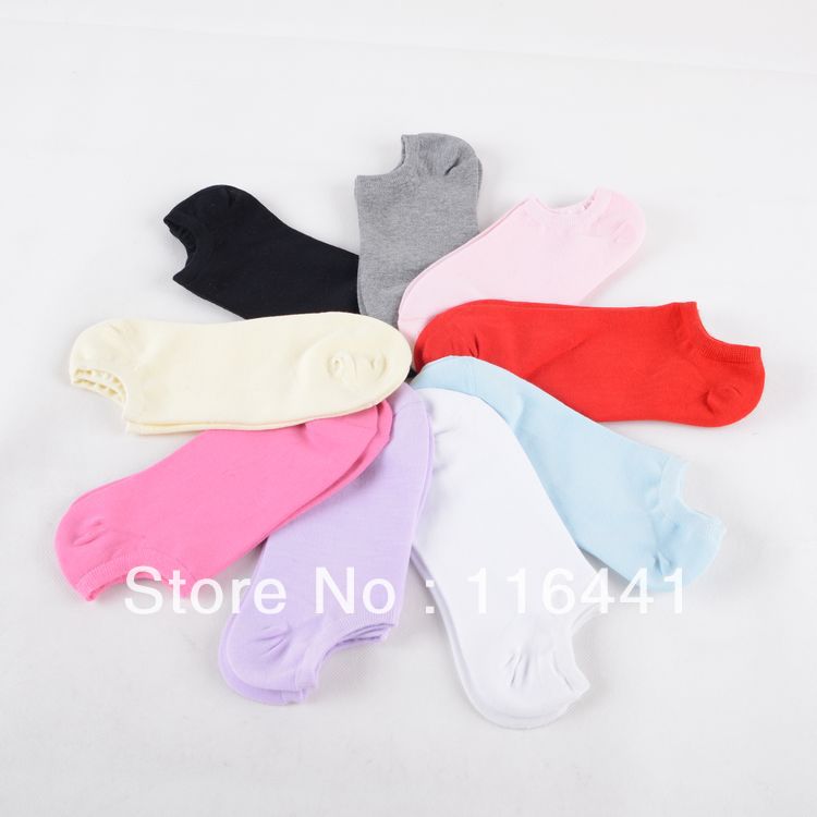 wholesale women's cotton sock slippers 20pairs/lot candy colors invisible socks free shipping