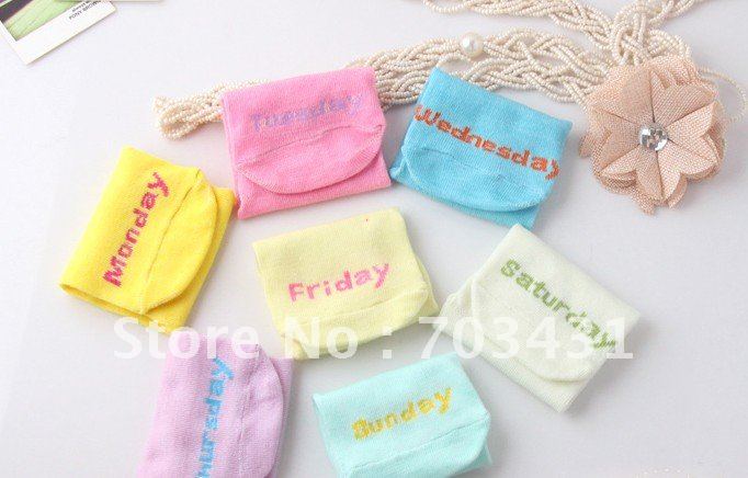 Wholesale women's cotton socks,lady's Soft Cotton Home/casual ankle Socks,Cute letter week socks,free shipping,ID: A178