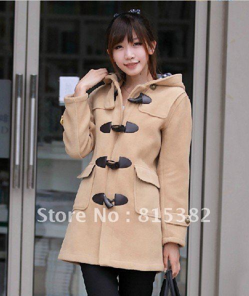 Wholesale  women's hot fashion slim outerwear horn button  overcoat winter clothes trench coat outdoor hoodies cotton coats