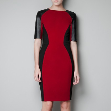Wholesale Women's O-neck Short Leather Sleeve Patchwork Dress YC-A212123-L96