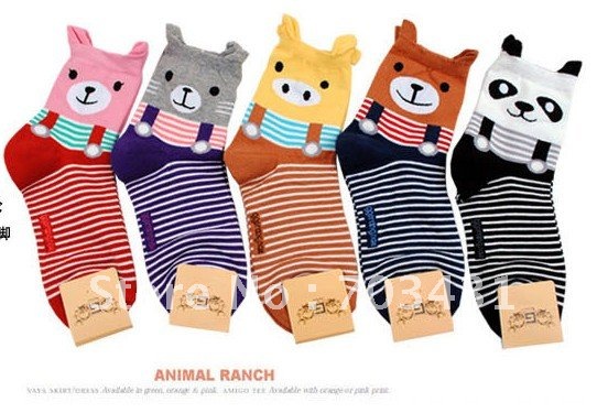 Wholesale women's socks,cute cartoon panda pure cotton candy color socks,ladies casual ankle socks,free shipping,ID:A104