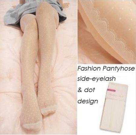 Wholesale Womens Dot Side-Eyelash Lace Jacquard Ladies Fashion Pantyhose Stockings Tights With Retail Bag S2352# Free Shipping