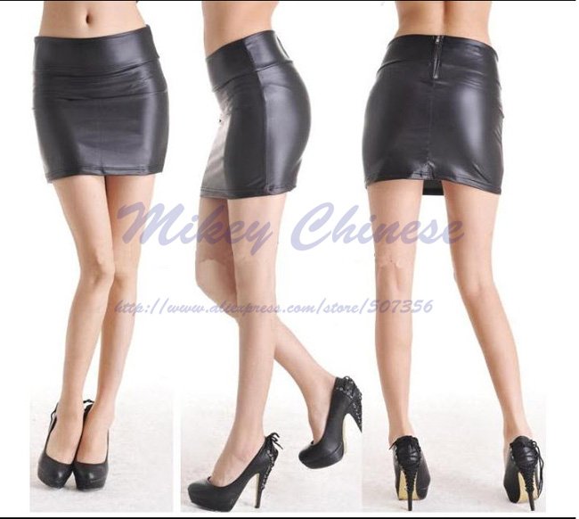 Wholesale womens leather mini short dress with zipper ,DHL free shipping,20pcs/lot