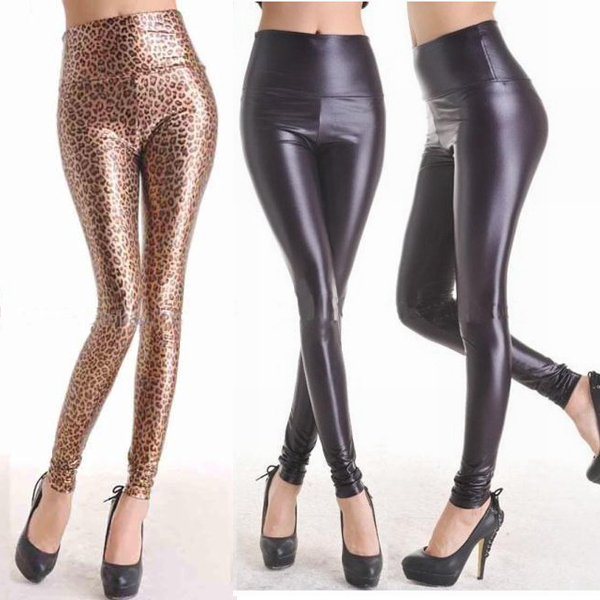 Wholesales 2012 autumn and winter women high waist fashion leather black and red sexy leopard print legging elastic