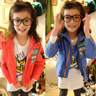 wholesales (5pieces/lot)  child female child preppy style outerwear jacket short design trench