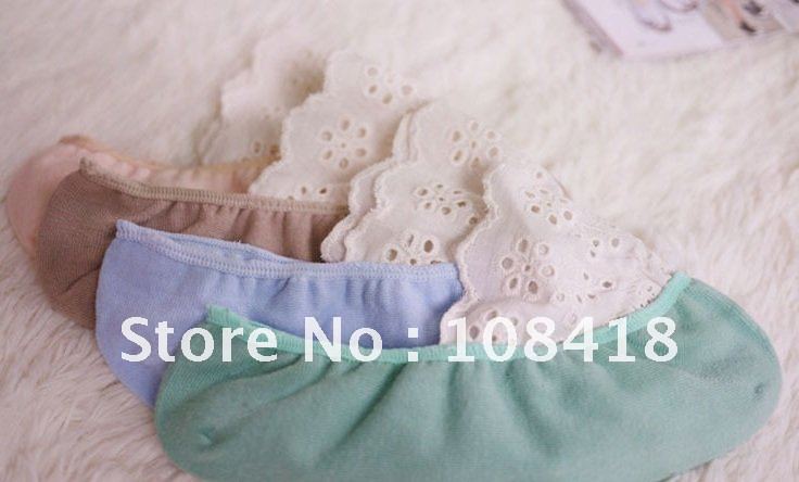 wholesales free shipping 2012 new hot-selling super fashion lace stealth women's cotton socks(40pcs=20pairs=1lot)