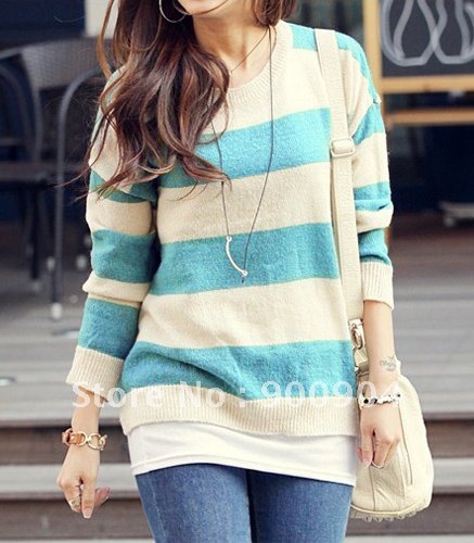 Wholesales NWT SP111 High Quality Loose Stripes Jumpers/Sweaters (2 Colors)