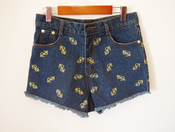 Wholesle 20pcs Fashion $ usd pattern Denim jeans Short restoring High waist Women Jeans Short Pants
