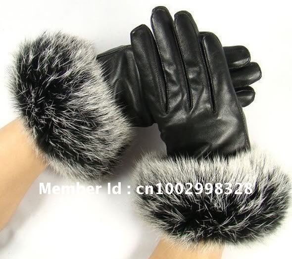 Whosale - Hot Perfect Furry Ladys Leather Goves Lined With Velvet