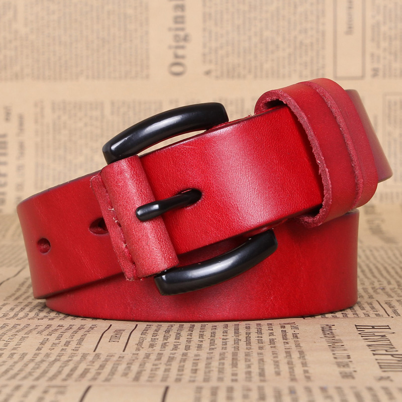 Wide belt women's strap genuine cow leather cowhide fashion all-match decoration belt red