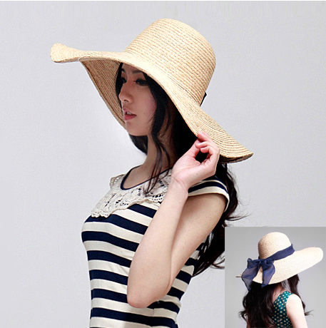 wide brim raffia straw hat lady's summer beach hat sun hat large brim anti-uv