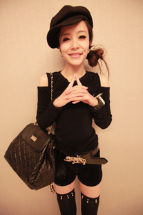 Wind fashion all-match cashmere strapless sweater basic sweater female winter free shipping
