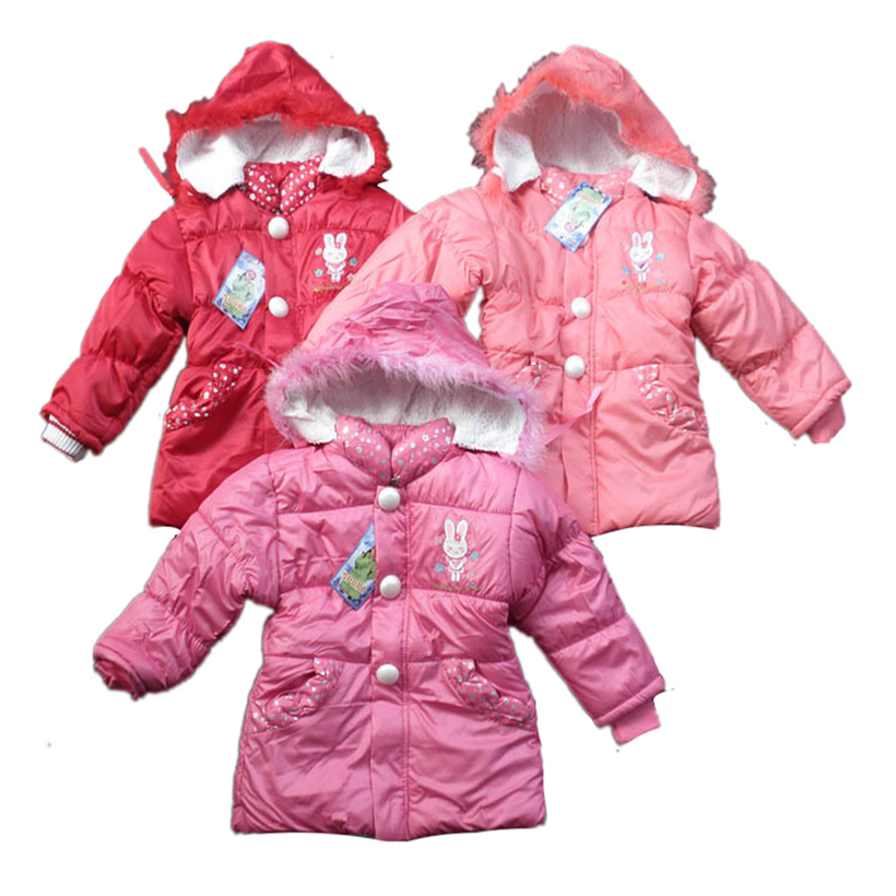 Windproof cotton-padded berber fleece rabbit female child thermal winter overcoat outerwear trench girls winter clothing