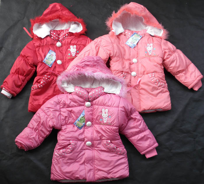 Windproof cotton-padded berber fleece rabbit female child winter thermal overcoat outerwear trench girls clothing winter