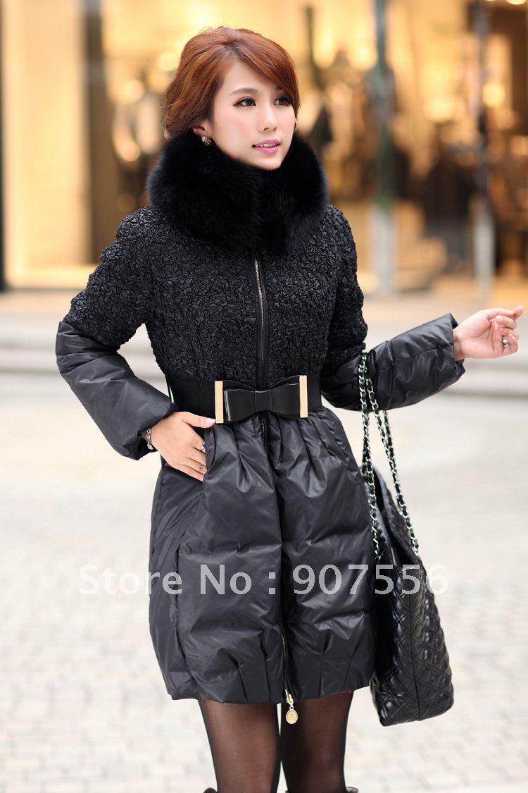 Winter 2012, tide new dress upset warm blue fox collars medium style down jacket 13-16a