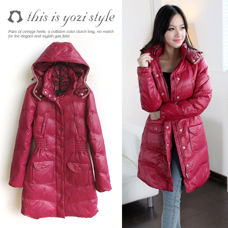 Winter 2012 winter new arrival women's slim with a hood thickening down coat outerwear female v-413