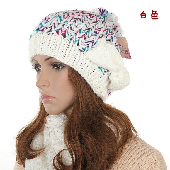 Winter 2012 women's bow handmade knitted hat knitted warm hat ear hat