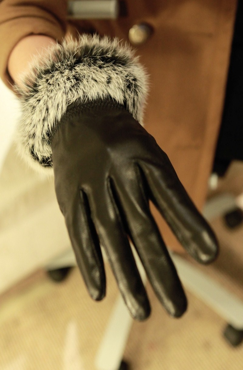 Winter 2012 women's fashion vintage elegant ladies all-match plus velvet rabbit fur genuine leather sheepskin gloves