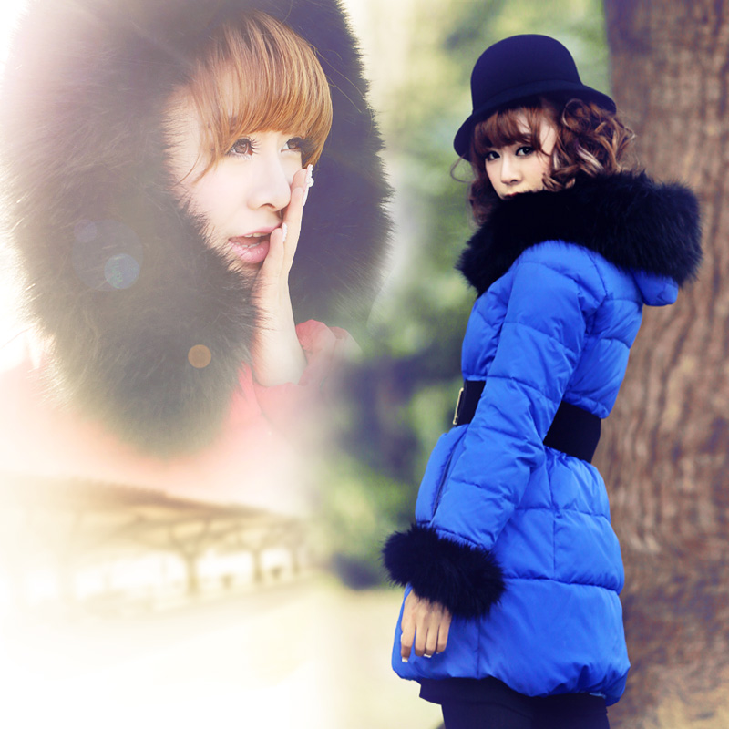 Winter 2012 women's slim smarten gorgeous large fur collar thickening lady long design down coat