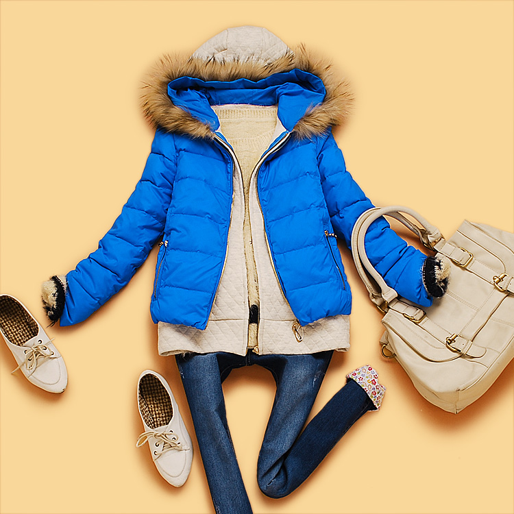 Winter 2012 women's with a hood fur collar down coat bb5-3-4 twinset