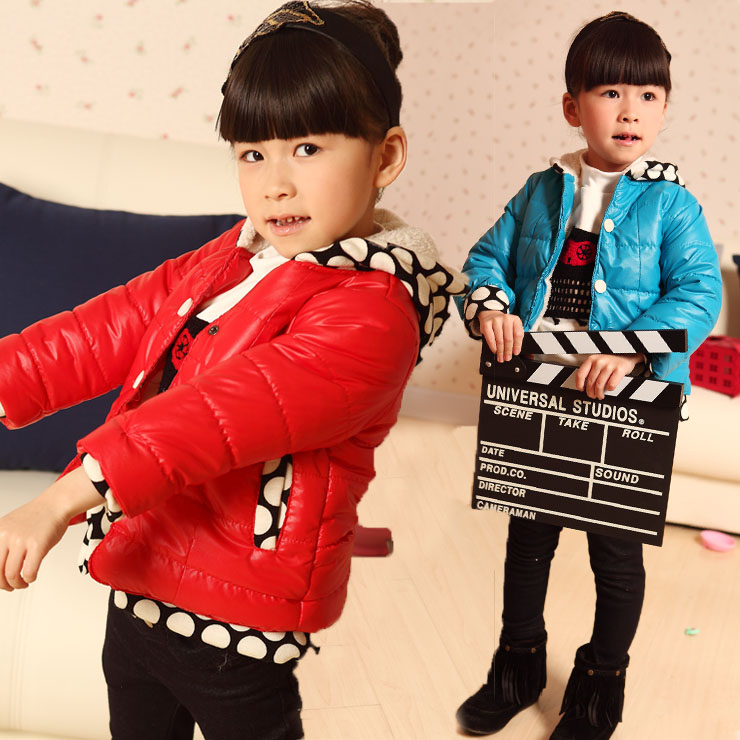 Winter all-match child polka dot hat cotton-padded jacket child outerwear children's clothing