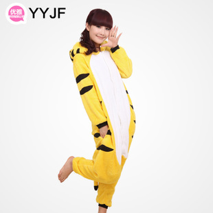 Winter animal cartoon coral fleece one piece sleepwear hot-selling tiger lounge