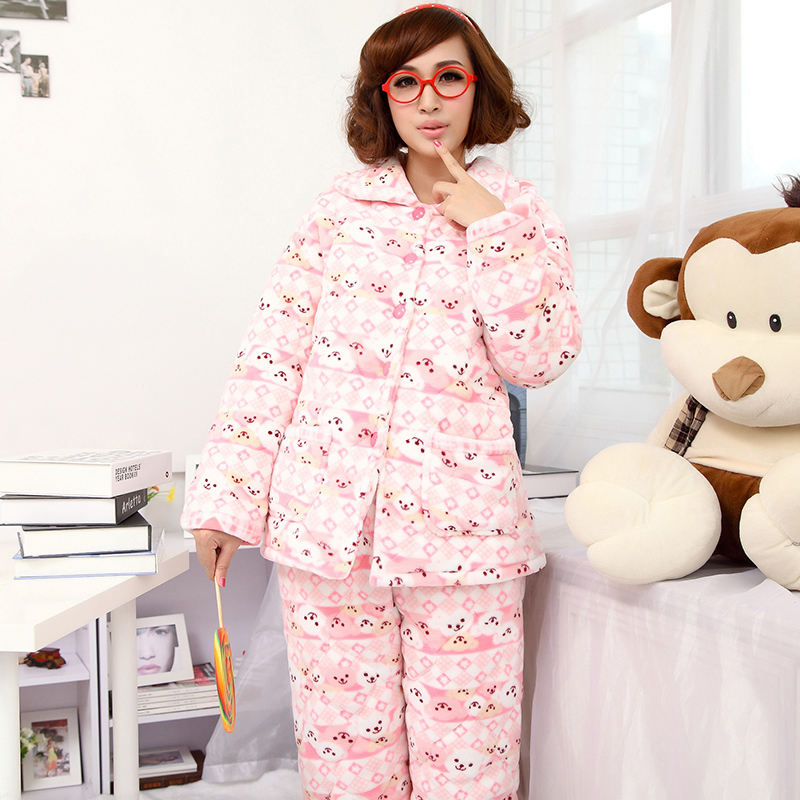 Winter cartoon super soft thickening flannel cotton-padded sleepwear women's cotton-padded jacket sleepwear