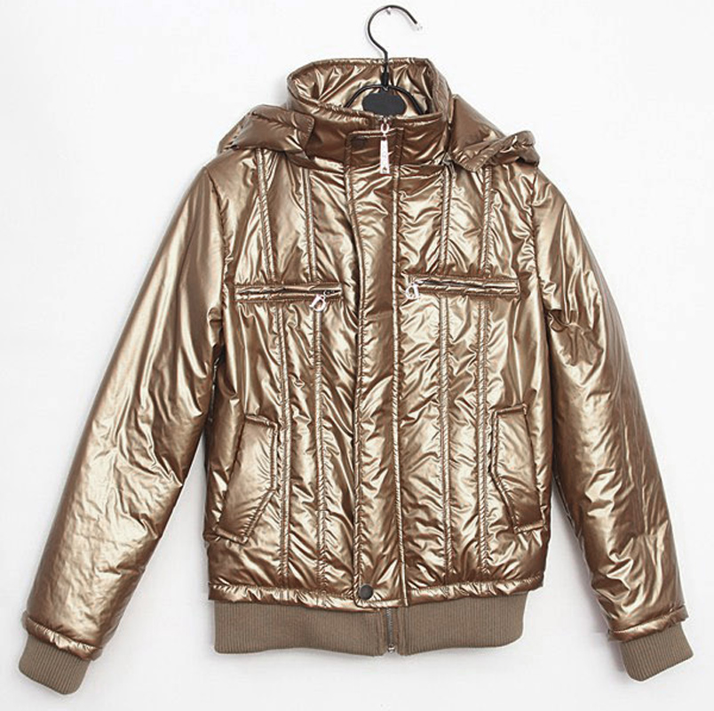 Winter casual handsome hooded short design pearlizing coating wadded jacket - 2