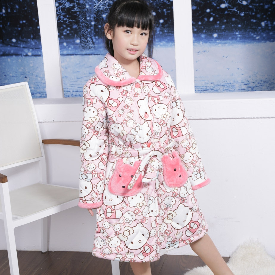 Winter child cotton-padded robe female child thickening thermal bathrobe girl lounge sleepwear