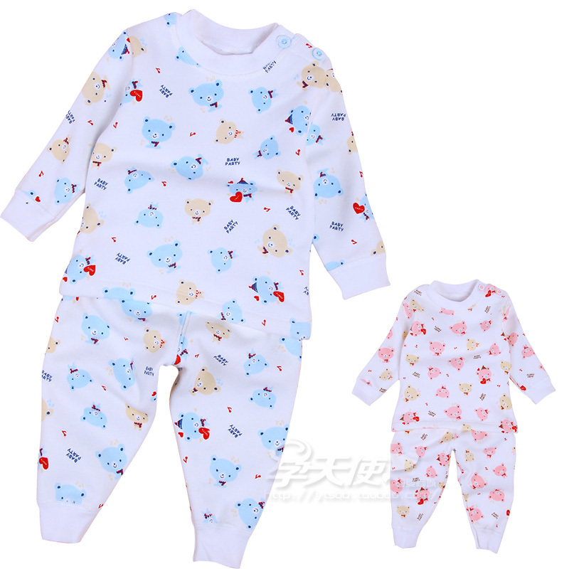 Winter children's clothing baby 100% cotton plus velvet child thermal clothing male female child thickening baby underwear set
