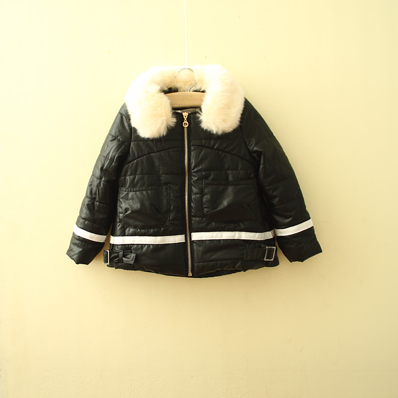 Winter children's clothing berber fleece liner soft child PU female child cotton-padded jacket wadded jacket cotton-padded
