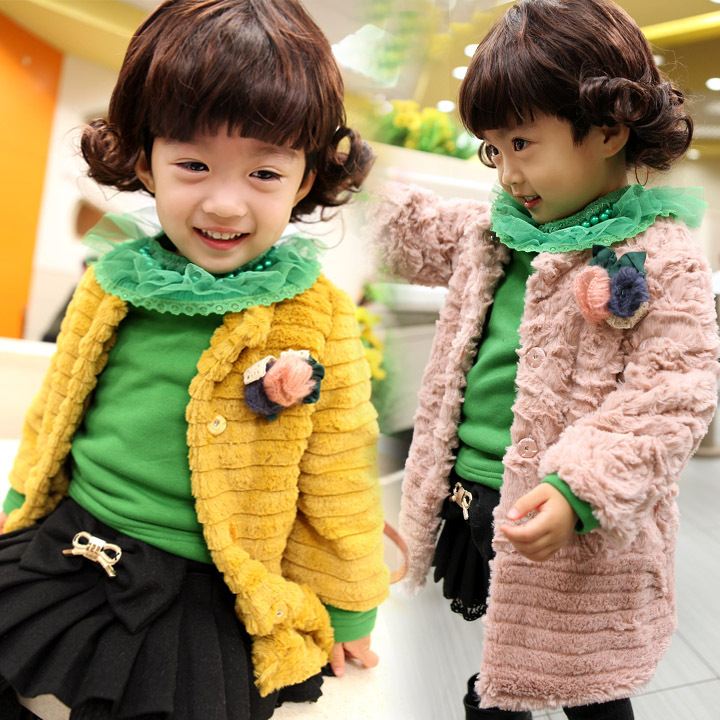 Winter children's clothing girl child faux overcoat child plush outerwear sweet elegant princess small cape
