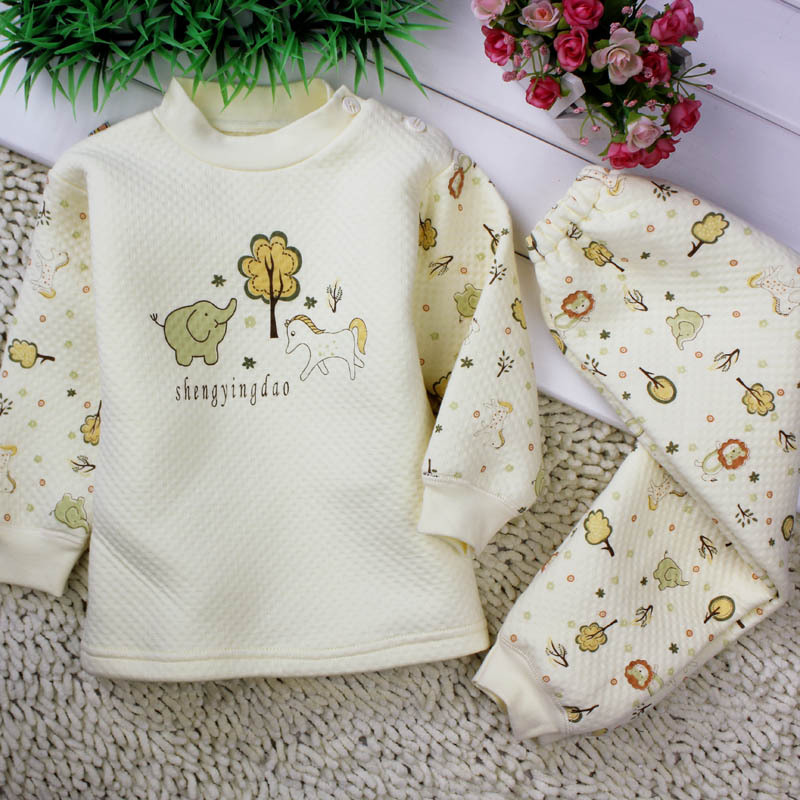 Winter children's clothing long johns long johns set male female child autumn 1 - 2 years old baby underwear set 100% cotton