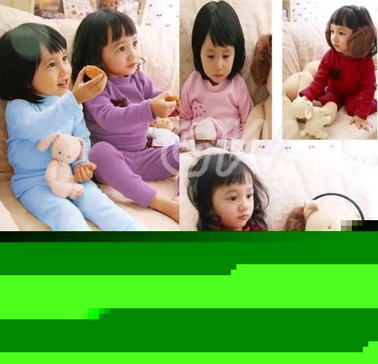 Winter children's clothing male female child polar fleece fabric thickening derlook underwear set