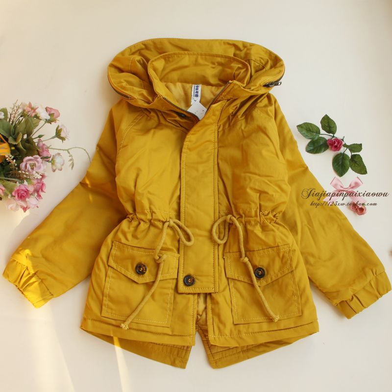 Winter children's clothing medium-long female child unique zipper double layer collar padded trench cotton-padded jacket