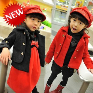 Winter children's clothing smarten handsome short design suit child outerwear thickening berber fleece woolen outerwear