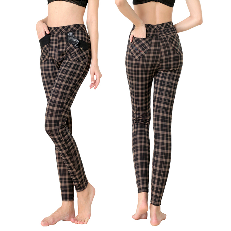 Winter double layer plus velvet warm pants trousers fashion plaid legging beauty care pants