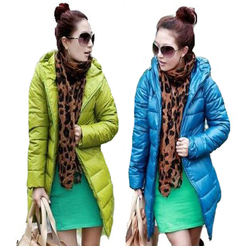 Winter down coat fashion PU women's medium-long slim with a hood down cotton-padded jacket female