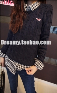 Winter eagle small twist thick pullover o-neck sweater female top all-match free shipping