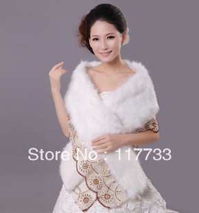 Winter Elegant Warm Bolero Lace Long Soft Faux Fur Shrug 2013 Wedding Jacket Bridal Wrap Shawl