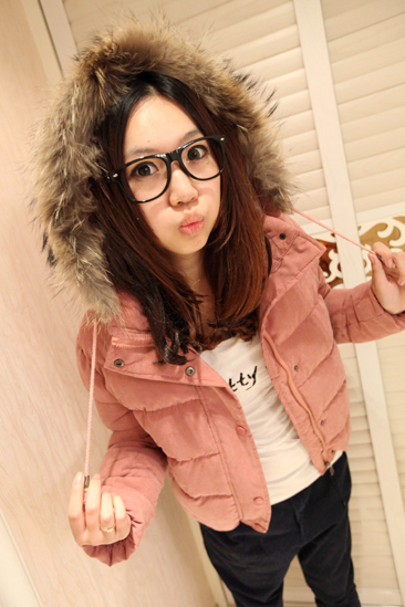 Winter emancipator lotus fur collar thermal small cotton-padded jacket outerwear